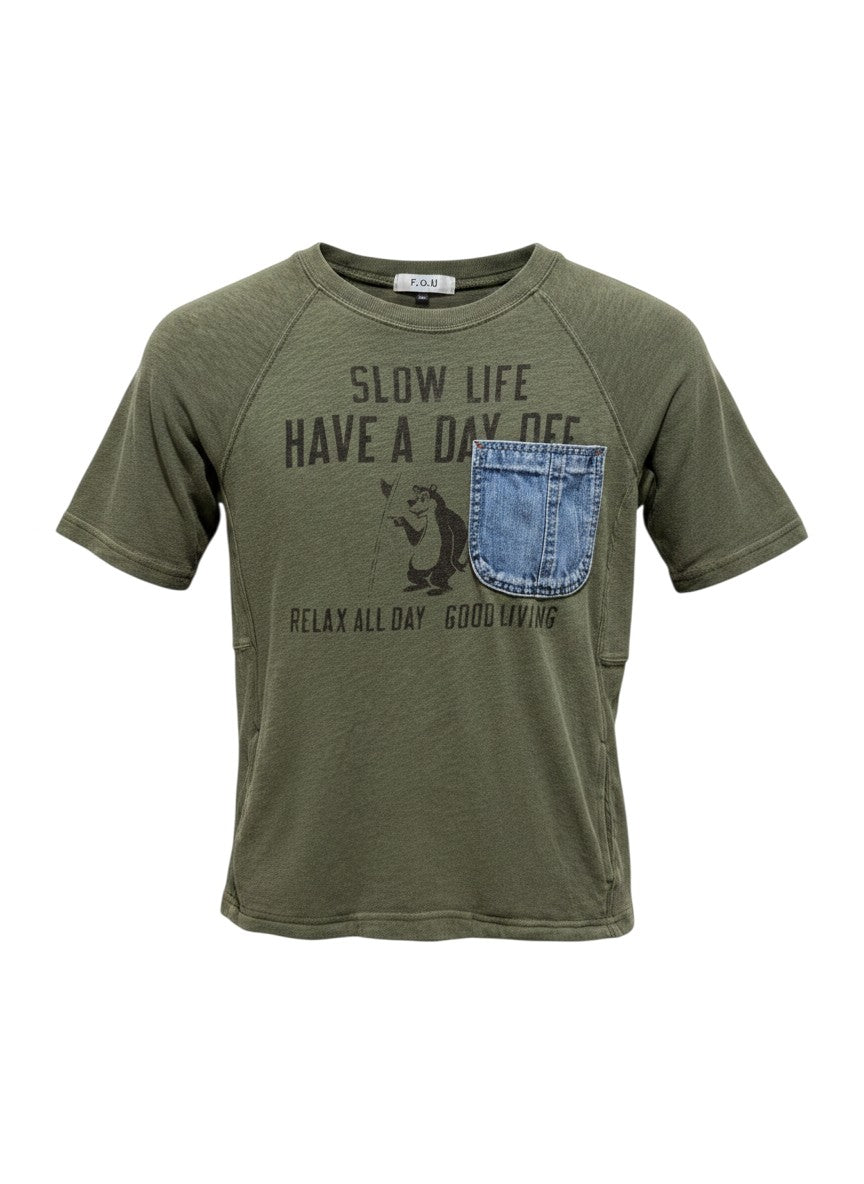 F.O.U Olive Green Graphic T-Shirt 130cm Children