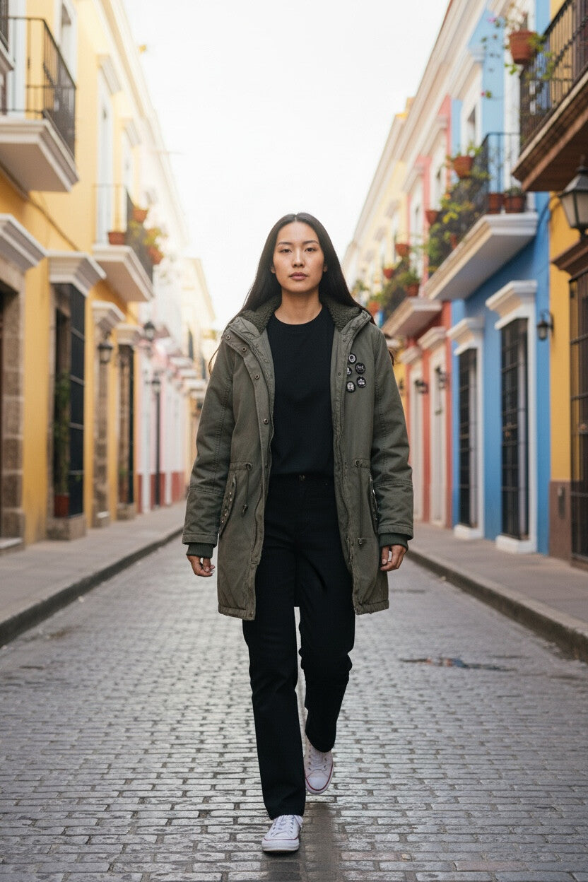 Army Parka Jacket — Khaki — Unisex — Pink Sand