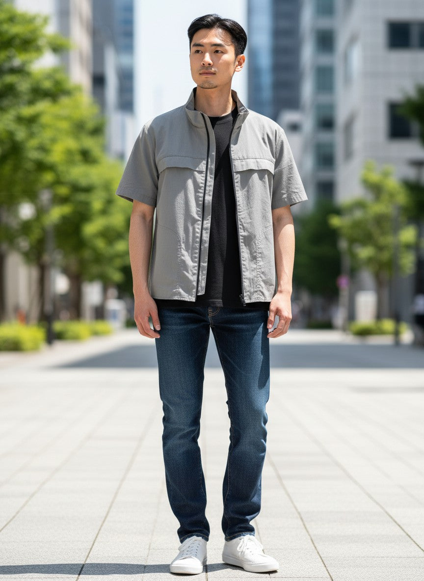 MC APACHE Grey Short Sleeve Zip Sports Jacket