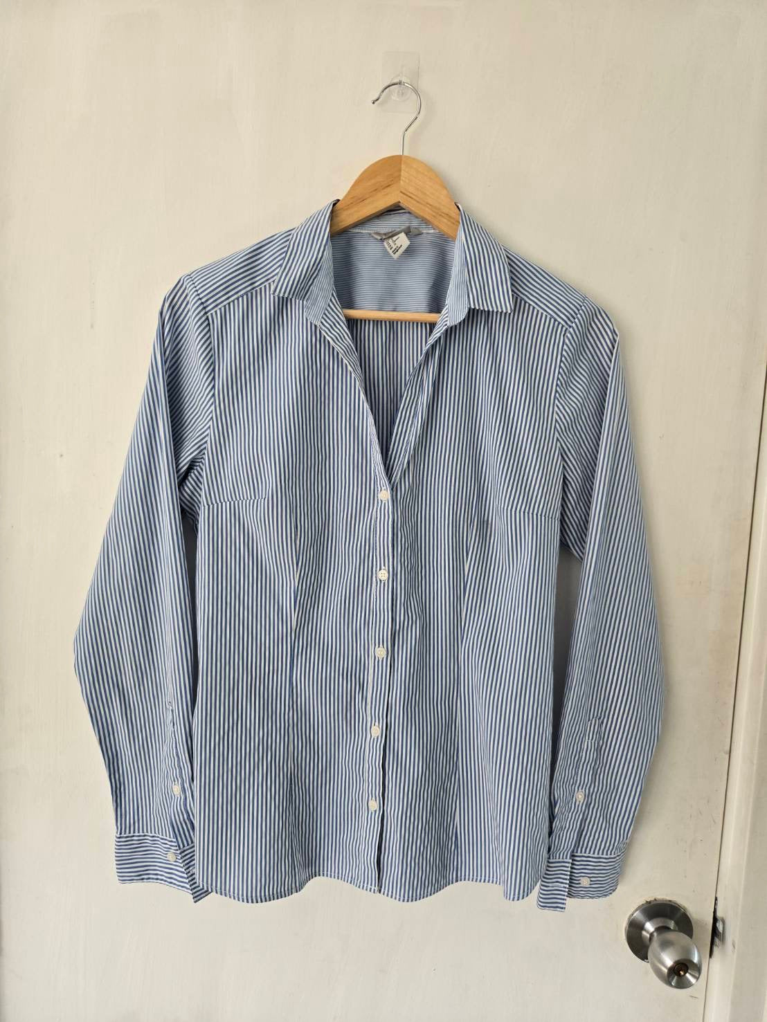 Blue & White Pinstripe Button-Up Shirt — H&M