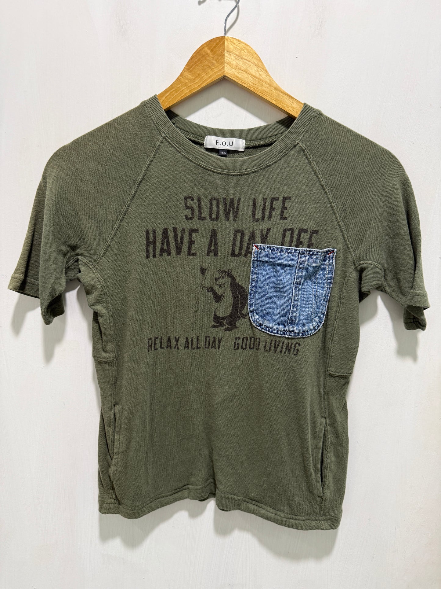F.O.U Olive Green Graphic T-Shirt 130cm Children