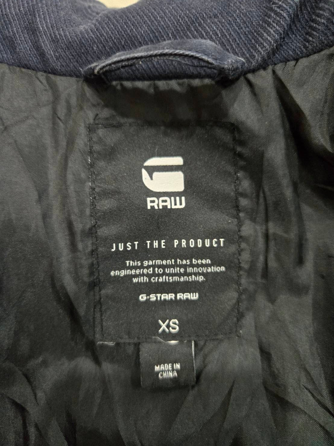 Navy Long Puffer Coat — Stand-Up Collar — G-Star Raw