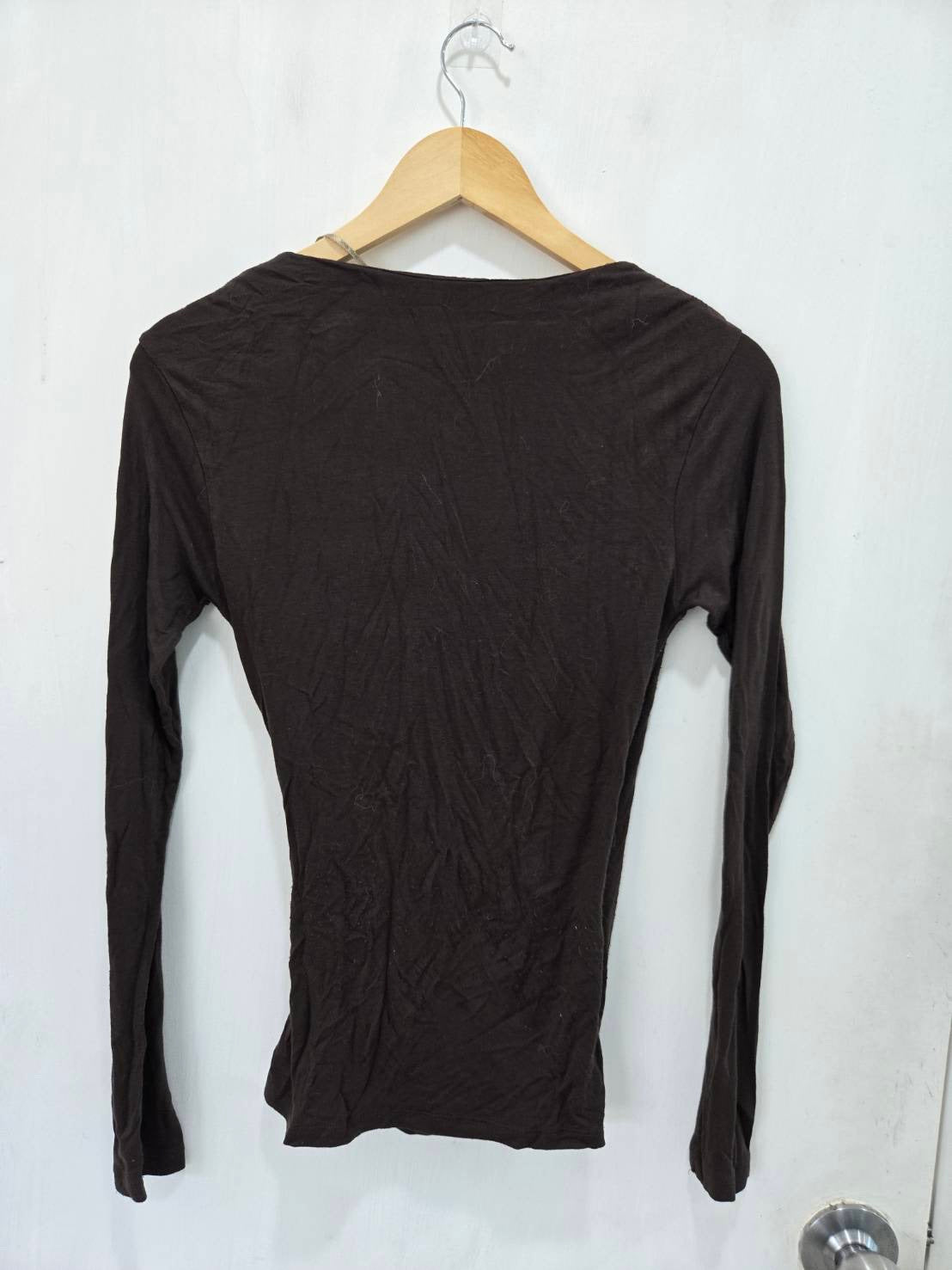 Zara Evening Collection Dark Brown Long-Sleeve Wrap Top Size M