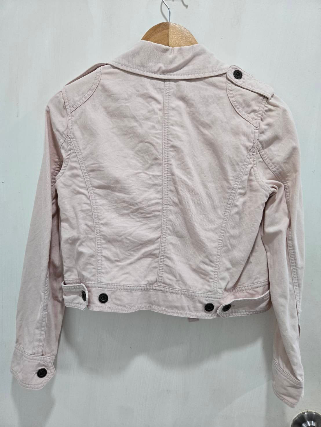 Light Pink Double-Breasted Jacket — Structured Zippered Pockets — CC Double O