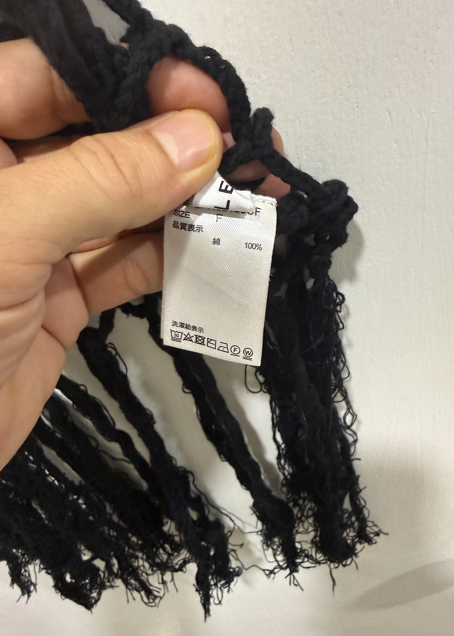 No Brand Black Open-Knit Mesh Fringed Tank Top Free Size
