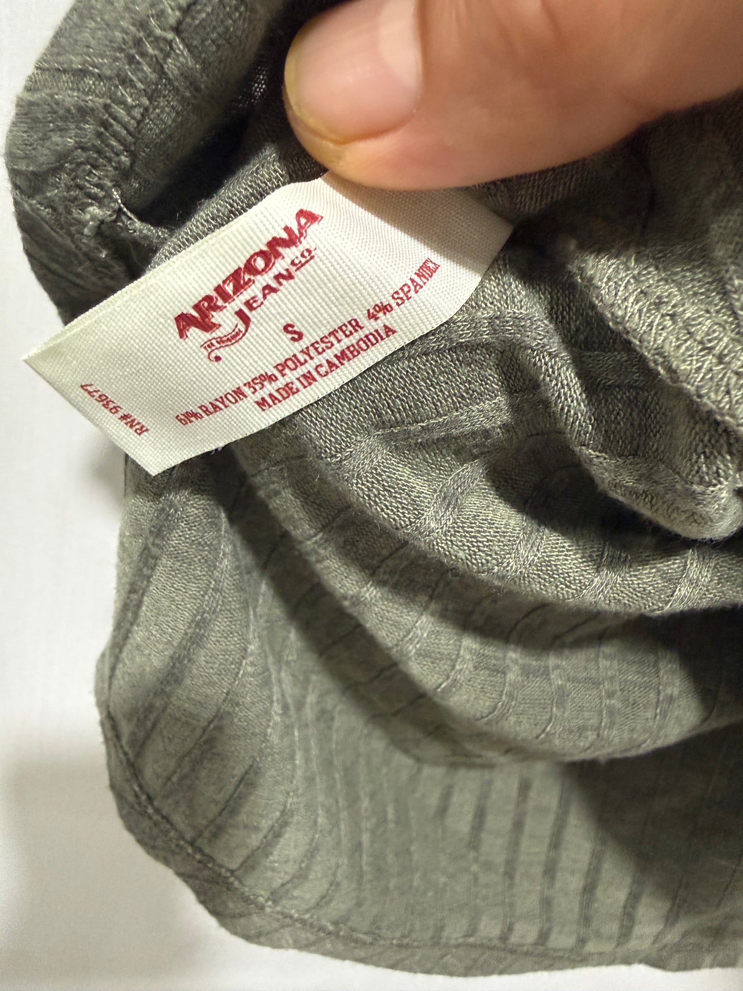 Arizona Jean Co Olive Green Ribbed Knit Tank Top S