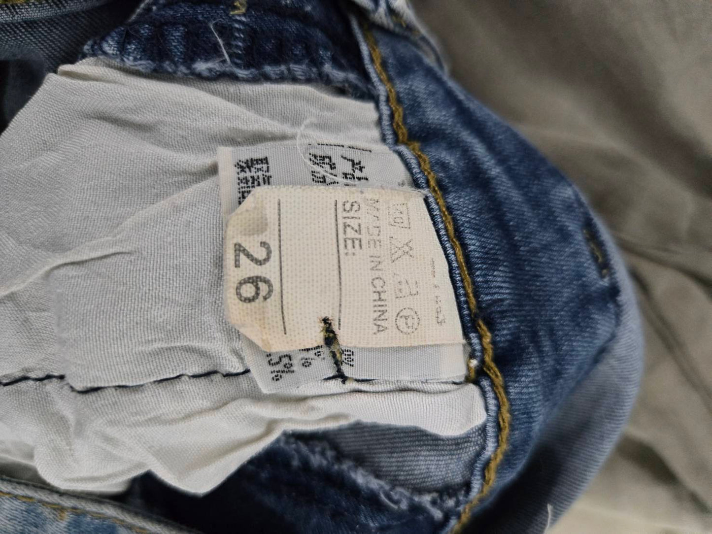 Distressed Denim Overalls — Slim Adjustable Strap Fit — No Brand