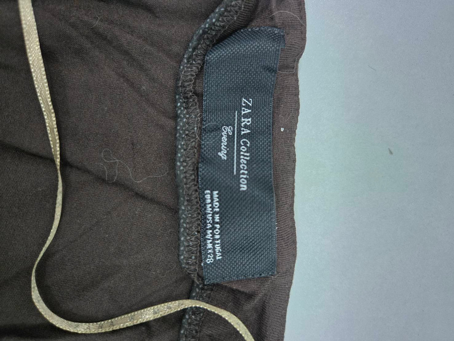 Zara Evening Collection Dark Brown Long-Sleeve Wrap Top Size M