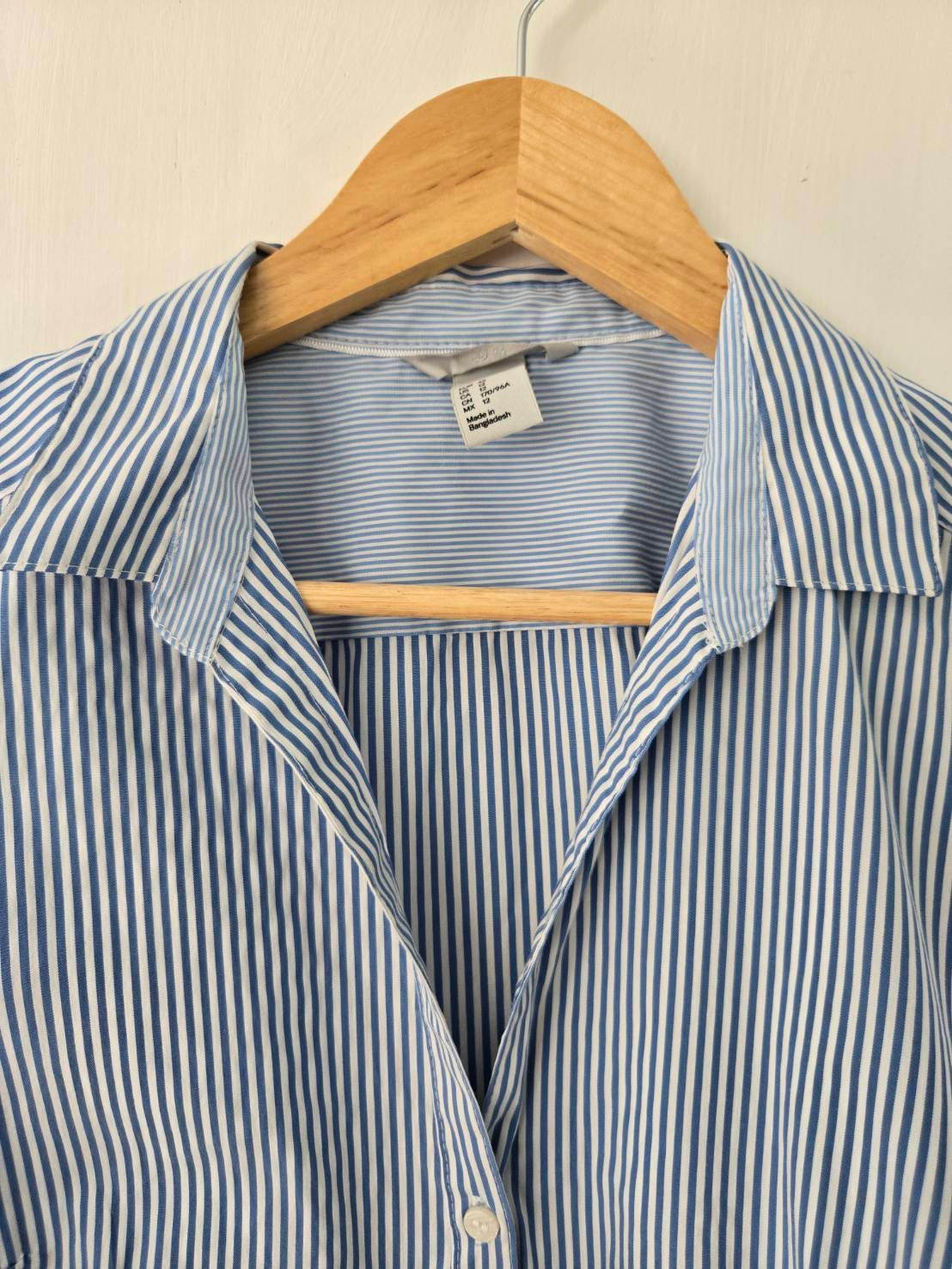 Blue & White Pinstripe Button-Up Shirt — H&M