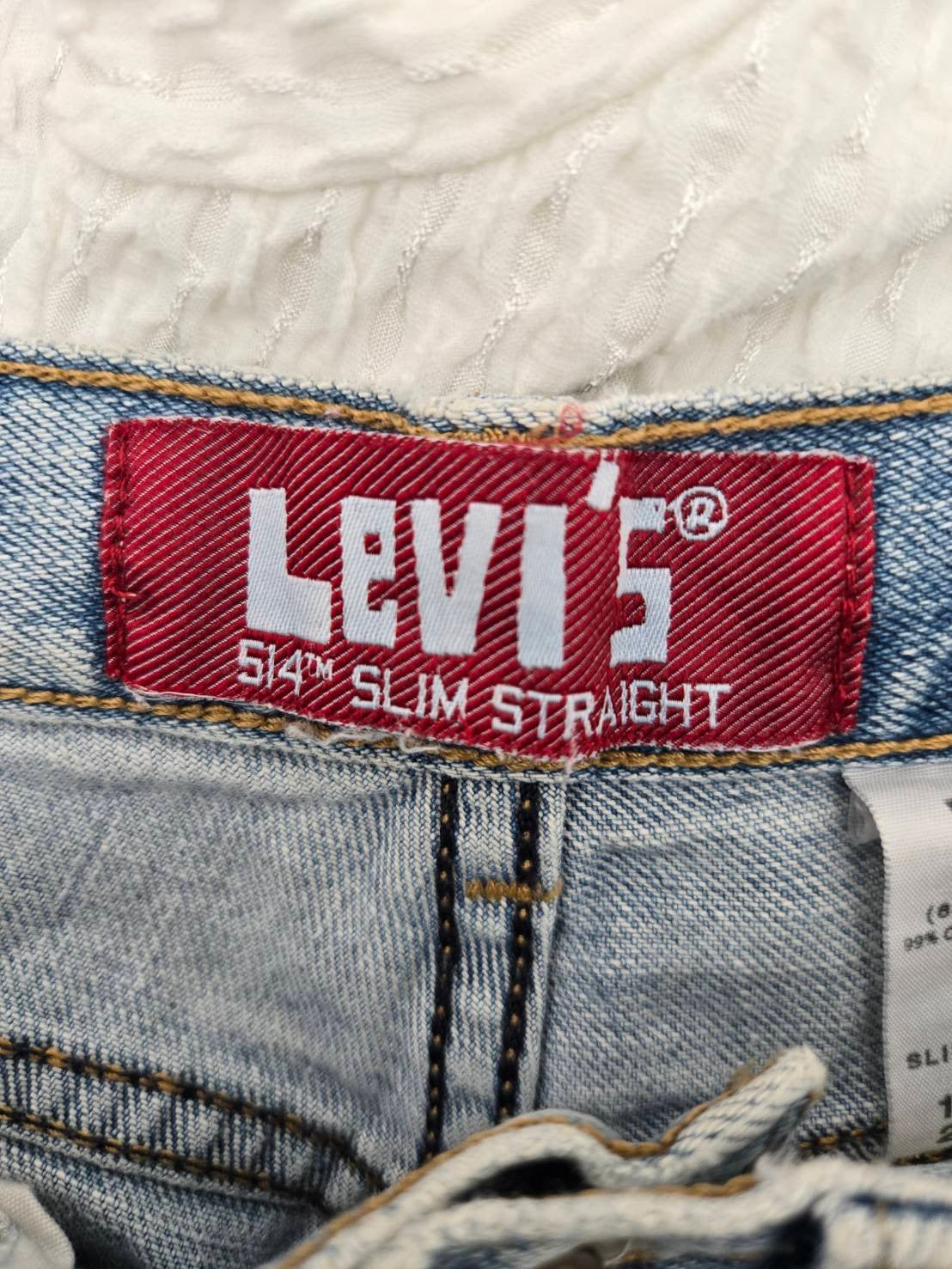 Levi's 514 Light Wash Distressed Slim Straight Jeans 25x27