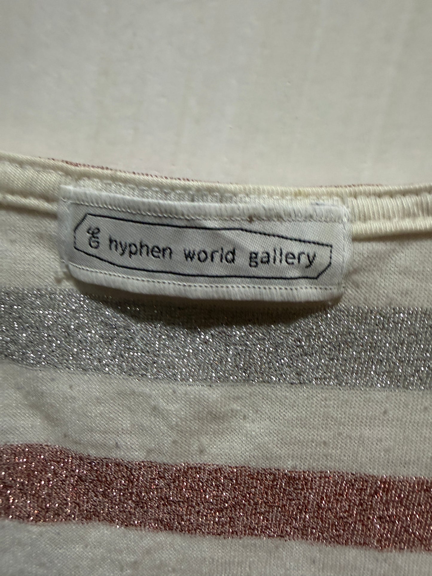 E Hyphen World Gallery Pink & Grey Metallic Striped Tank Top F