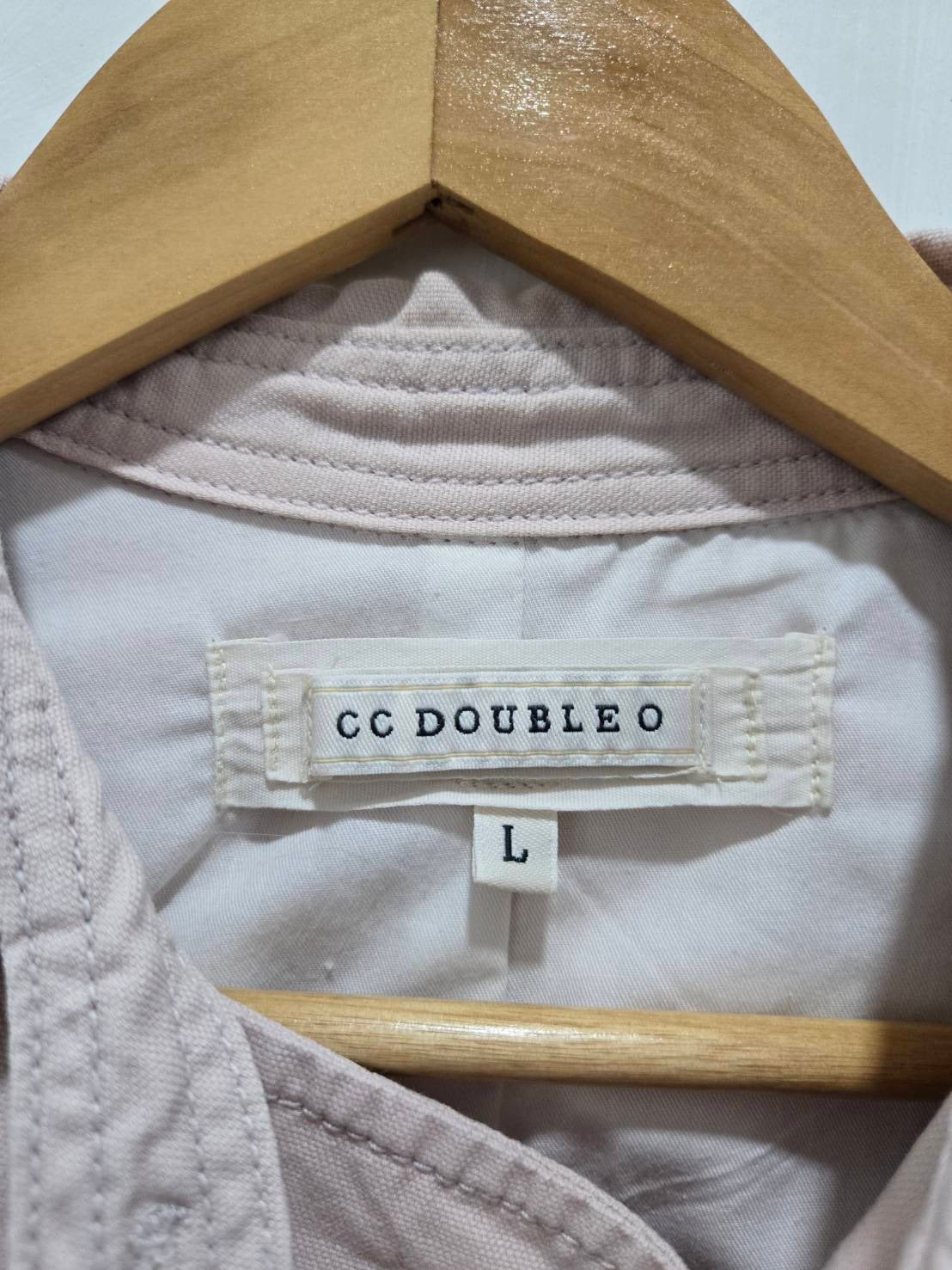 Light Pink Double-Breasted Jacket — Structured Zippered Pockets — CC Double O