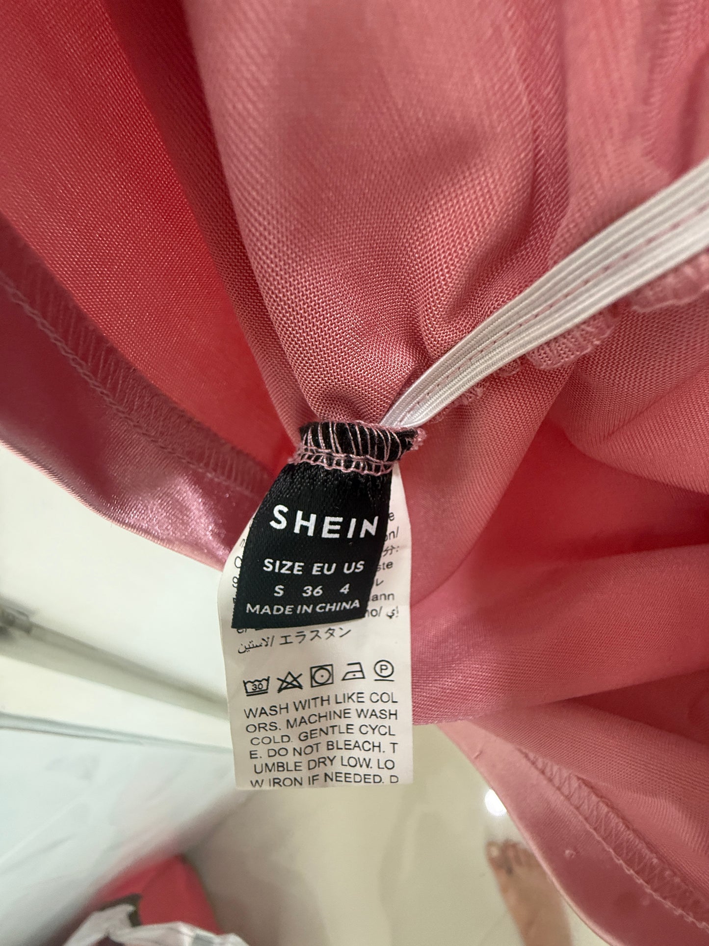 Pink Satin High-Neck Asymmetric Hem Mini Dress — Ruched Luxe Finish — Shein