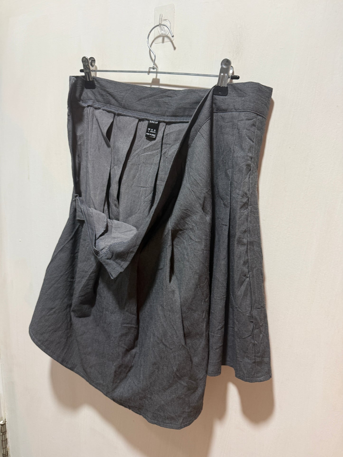 Shein Grey Pleated Mini Skirt L