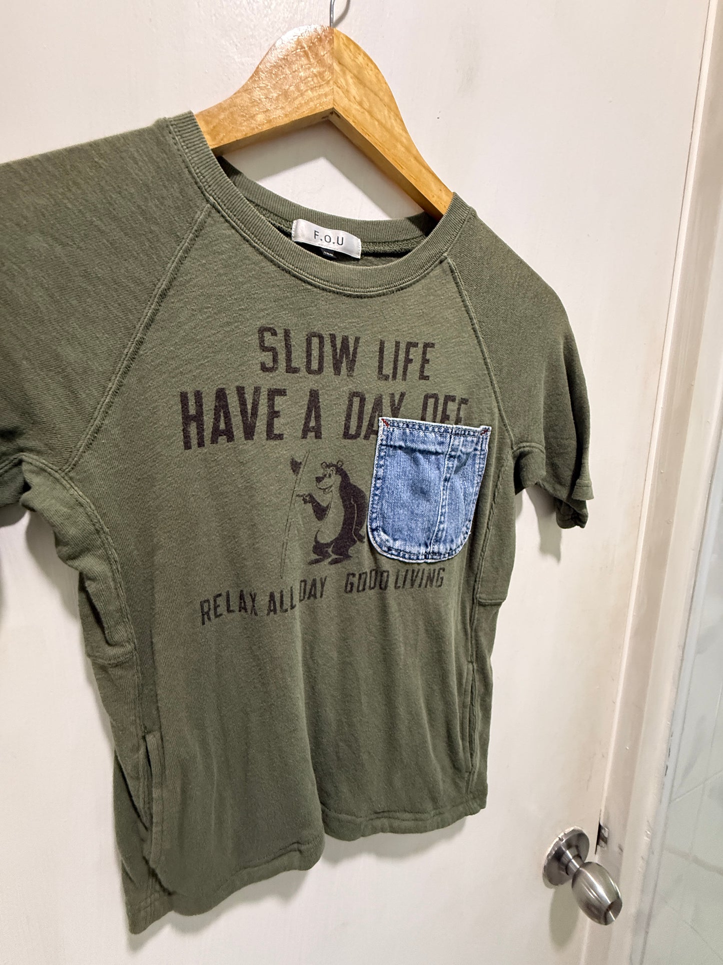 F.O.U Olive Green Graphic T-Shirt 130cm Children