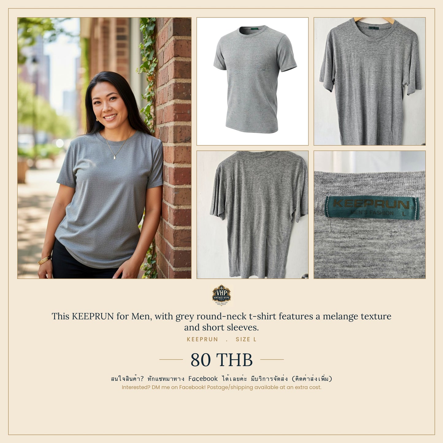 Grey Melange Round-Neck T-Shirt — Keeprun
