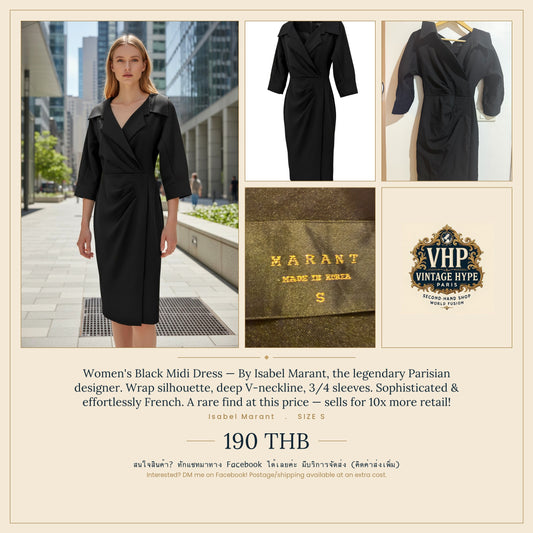 Women's Black Wrap Midi Dress — Isabel Marant