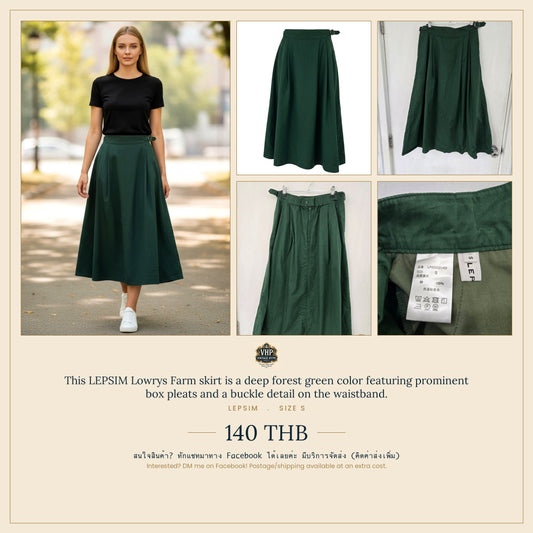 Lepsim Lowrys Farm Pleated Skirt — Forest Green — Size S