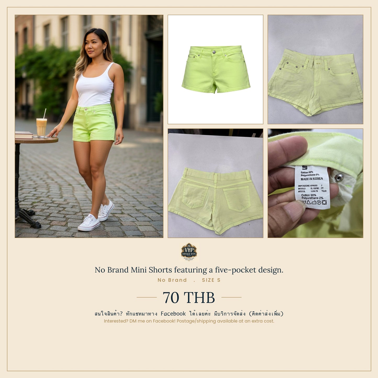 Lime Green Mini Shorts — Colour-Pop Essential — No Brand