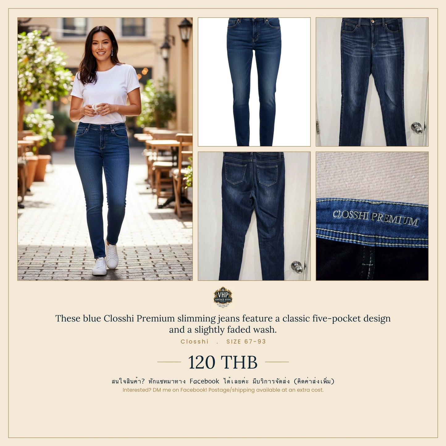 Blue Slimming Straight Jeans — Classic Five-Pocket — Closshi Premium
