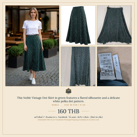 Noble Green Vintage Polka Dot Midi Skirt