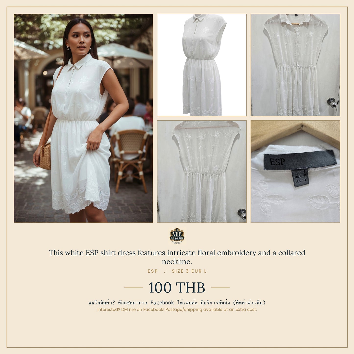 White Embroidered Floral Shirt Dress — Collared Classic — ESP