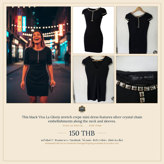 Black Crystal Chain Mini Dress — Viva La Gloria