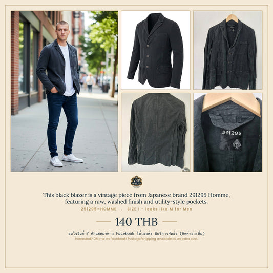 Black Washed Linen Blazer — 291295=Homme
