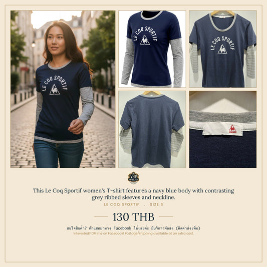 Le Coq Sportif Navy Contrast Sleeve T-Shirt