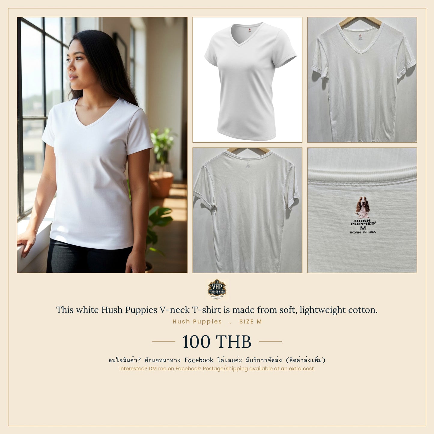 Hush Puppies White V-Neck T-Shirt