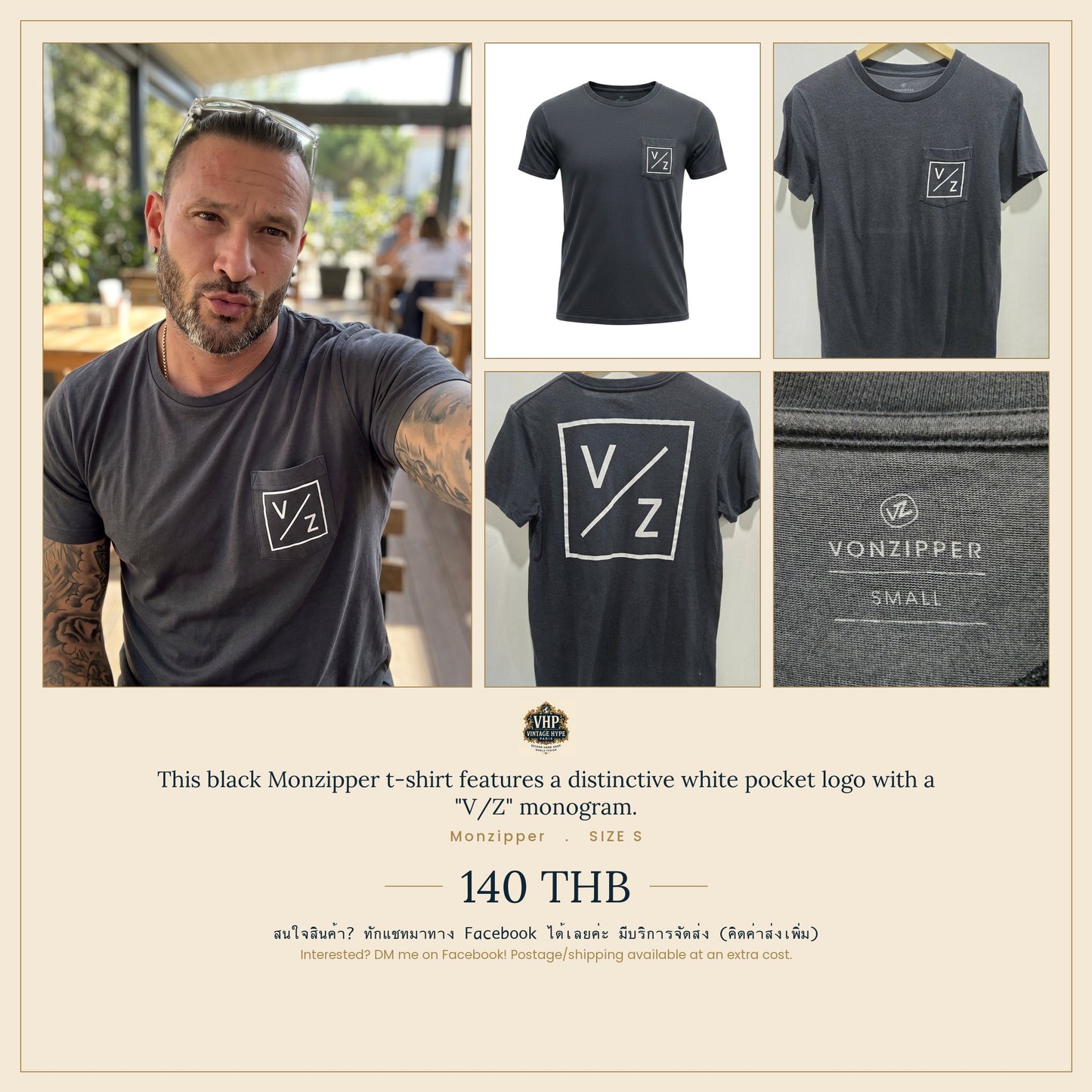 Monzipper Black Pocket Logo T-Shirt