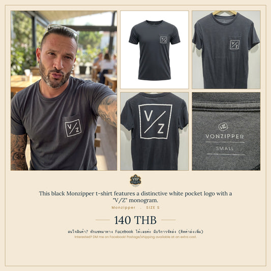 Monzipper Black Pocket Logo T-Shirt