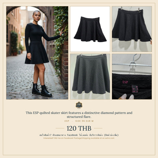 ESP Quilted Diamond Pattern Skater Skirt