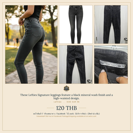 Lefties Black Mineral Wash High-Waist Leggings