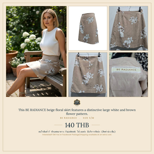 BE RADIANCE Beige Floral Skirt