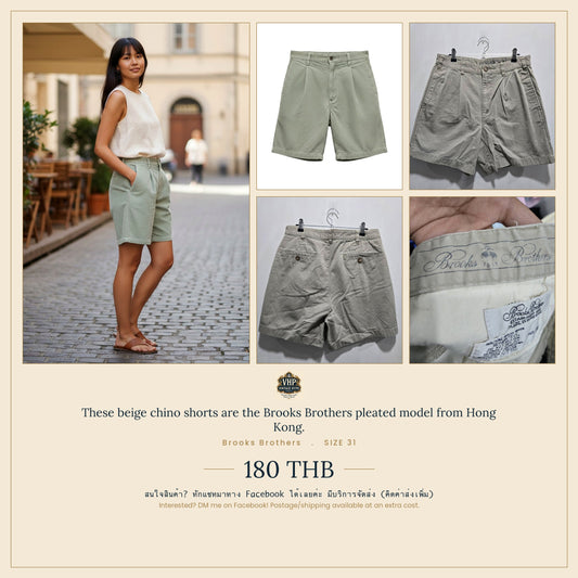 Brooks Brothers Beige Pleated Chino Shorts