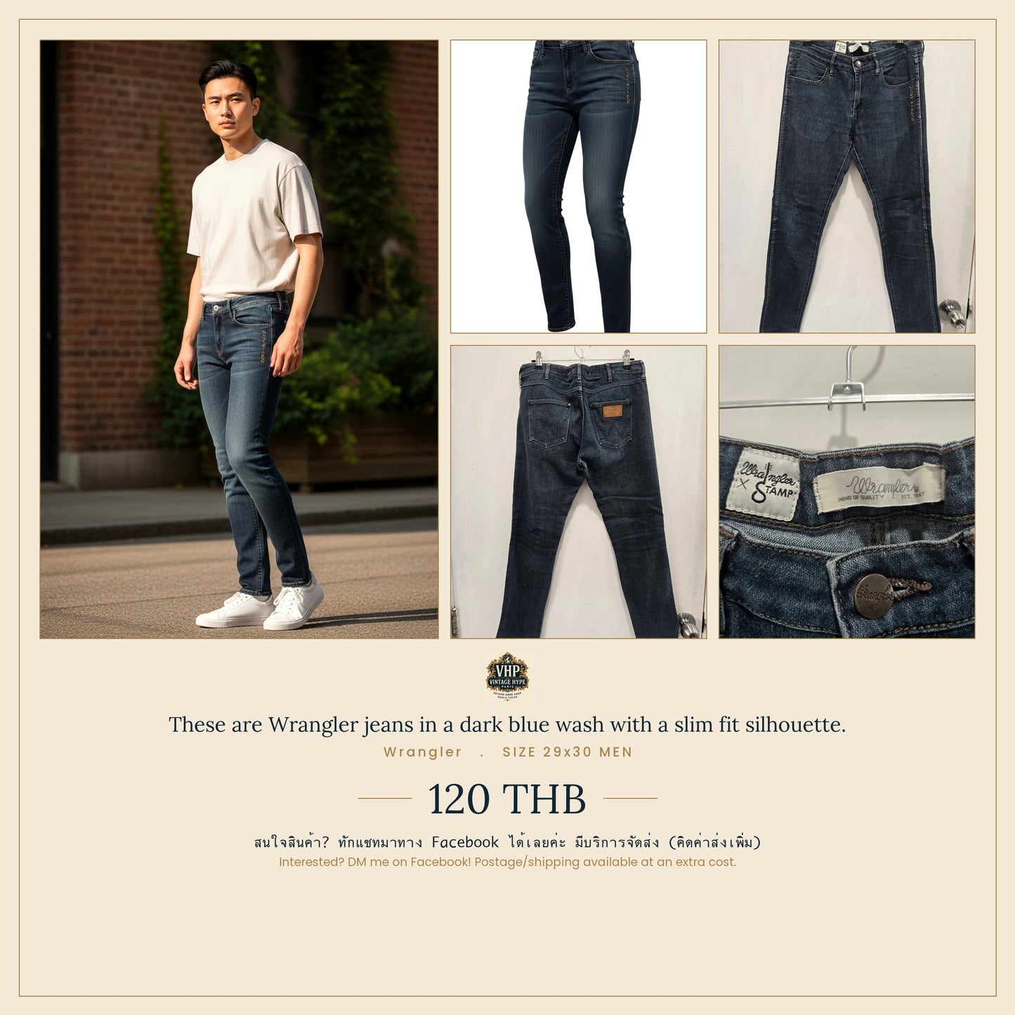 Wrangler Dark Blue Wash Slim Fit Jeans 29x30