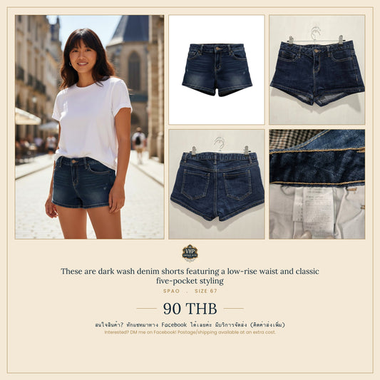 SPAO Dark Wash Denim Shorts Low-Rise Size 67