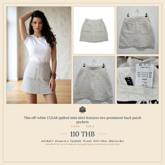 CLEAR Off-White Quilted Mini Skirt Size 5
