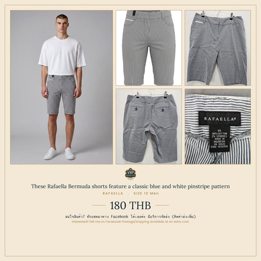 Rafaella Blue White Pinstripe Bermuda Shorts Size 10 Men