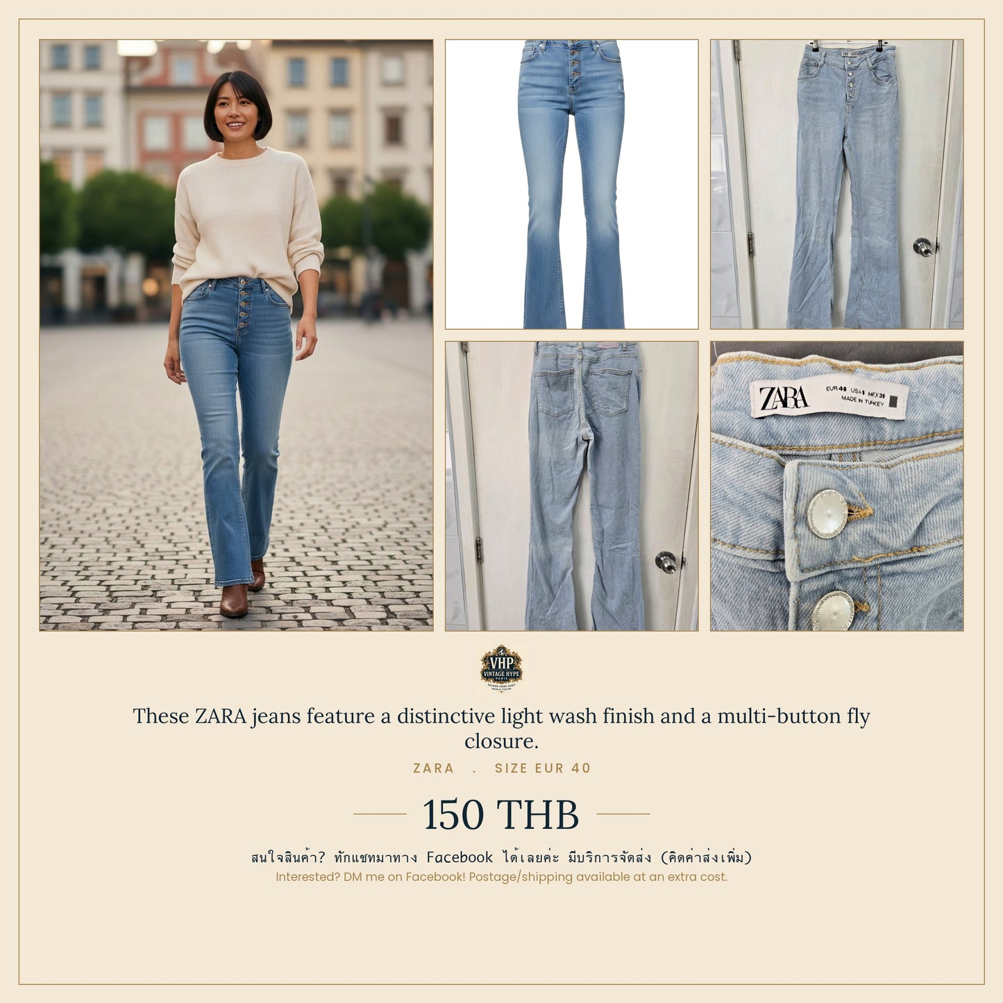 Zara Light Wash Flared Jeans EUR 40