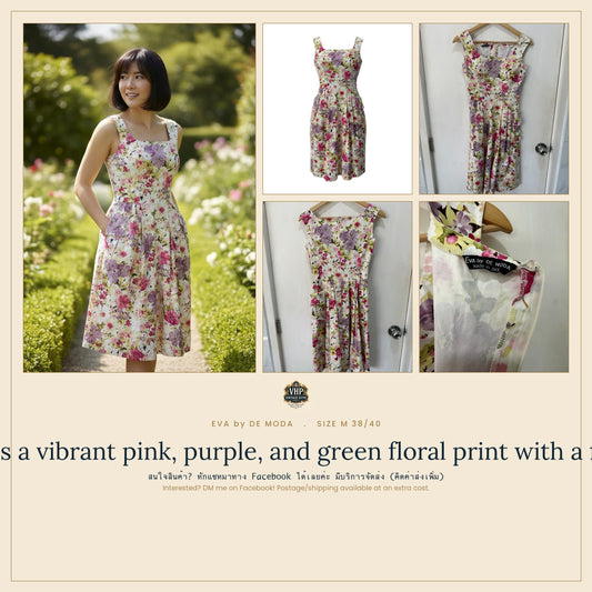 Vibrant Floral Print Sleeveless Midi Dress — Bold Botanical Bloom — Eva de Moda