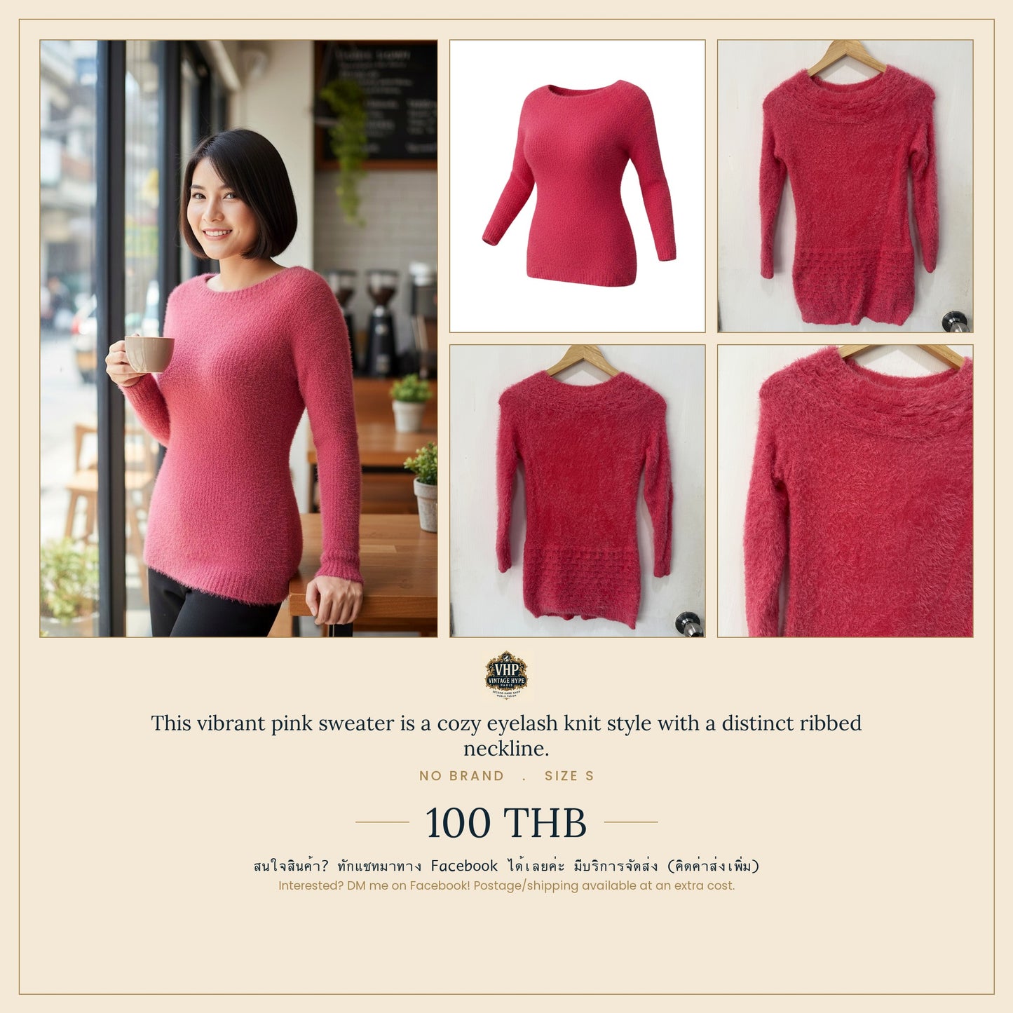 No Brand Pink Eyelash Knit Sweater Size S