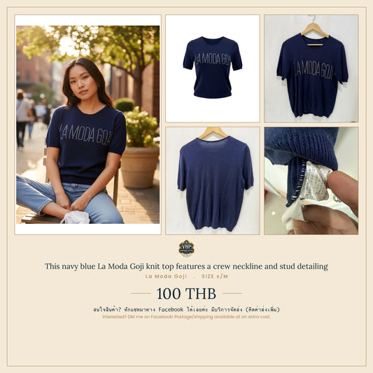 Navy Blue Knit Top — Coastal Cool Essential — La Moda Goji