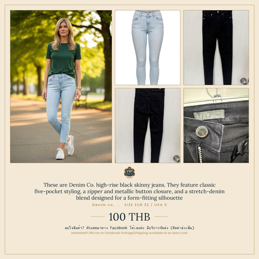 Black High-Rise Skinny Jeans — Streamlined Dark Denim Essential — Denim Co.