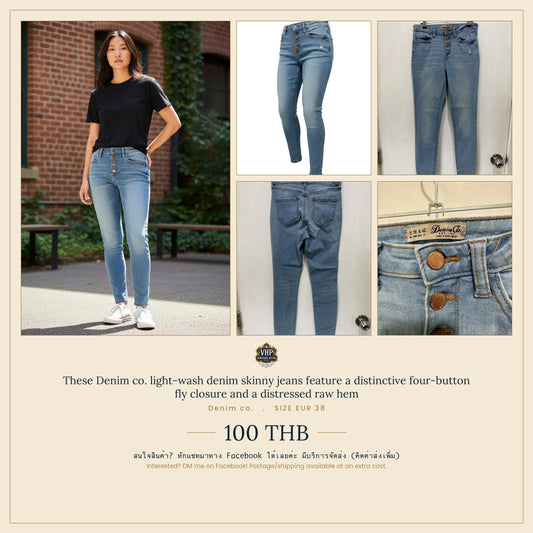 Light-Wash Button-Fly Skinny Jeans — Casual Effortless Denim — Denim Co.