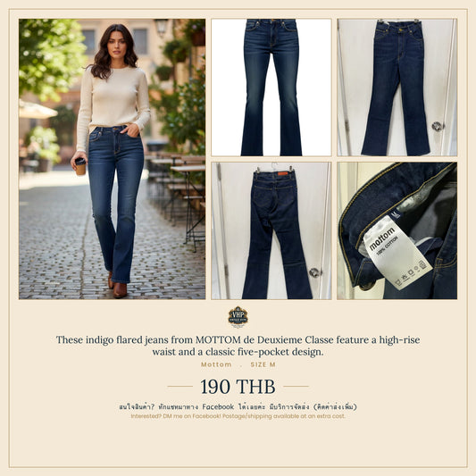 Indigo High-Rise Flared Jeans — Vintage-Inspired Wide Sweep — Mottom