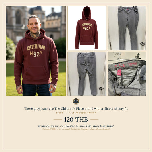 Grey Super Skinny Jeans — Sleek Second-Skin Fit — Place