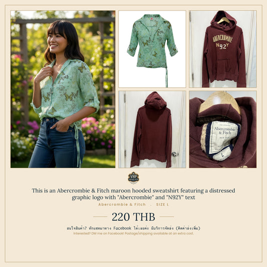 Maroon Hooded Sweatshirt — Classic Casual Comfort — Abercrombie & Fitch