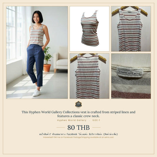 E Hyphen World Gallery Pink & Grey Metallic Striped Tank Top F